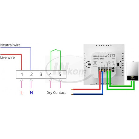 termostat priest.digit.drôt.AVATTO 410-BH-3A-W WIFI biely do krab